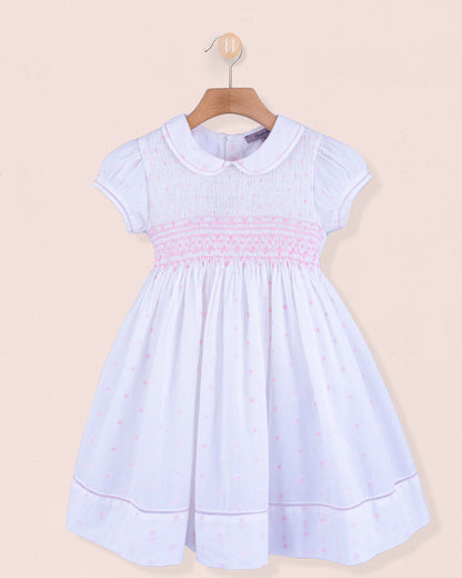 Emma French Pink Embroidered Smock - Smocked Dress