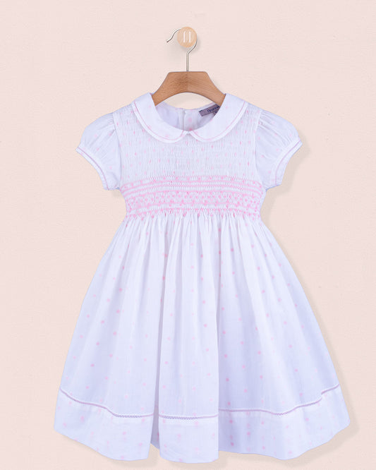 Emma French Pink Embroidered Smock - Smocked Dress
