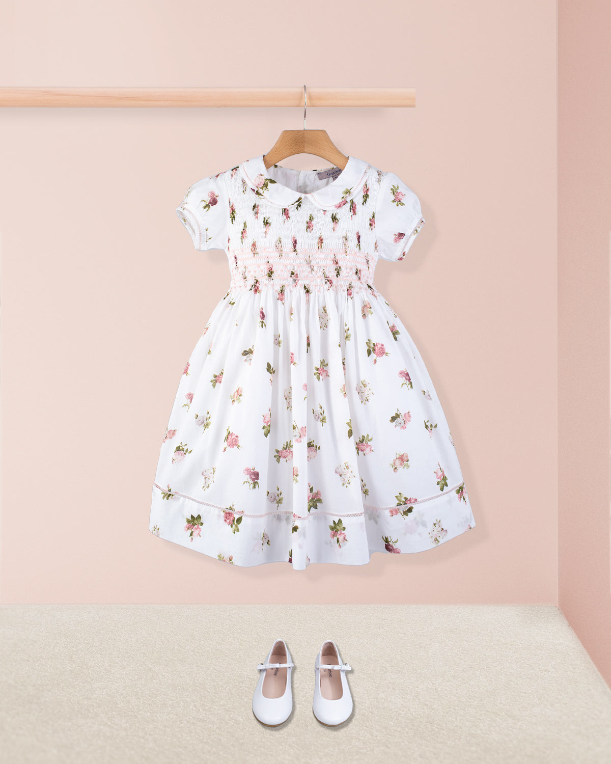 Emma Delicate Blush Rose Smock - Smocked Dress