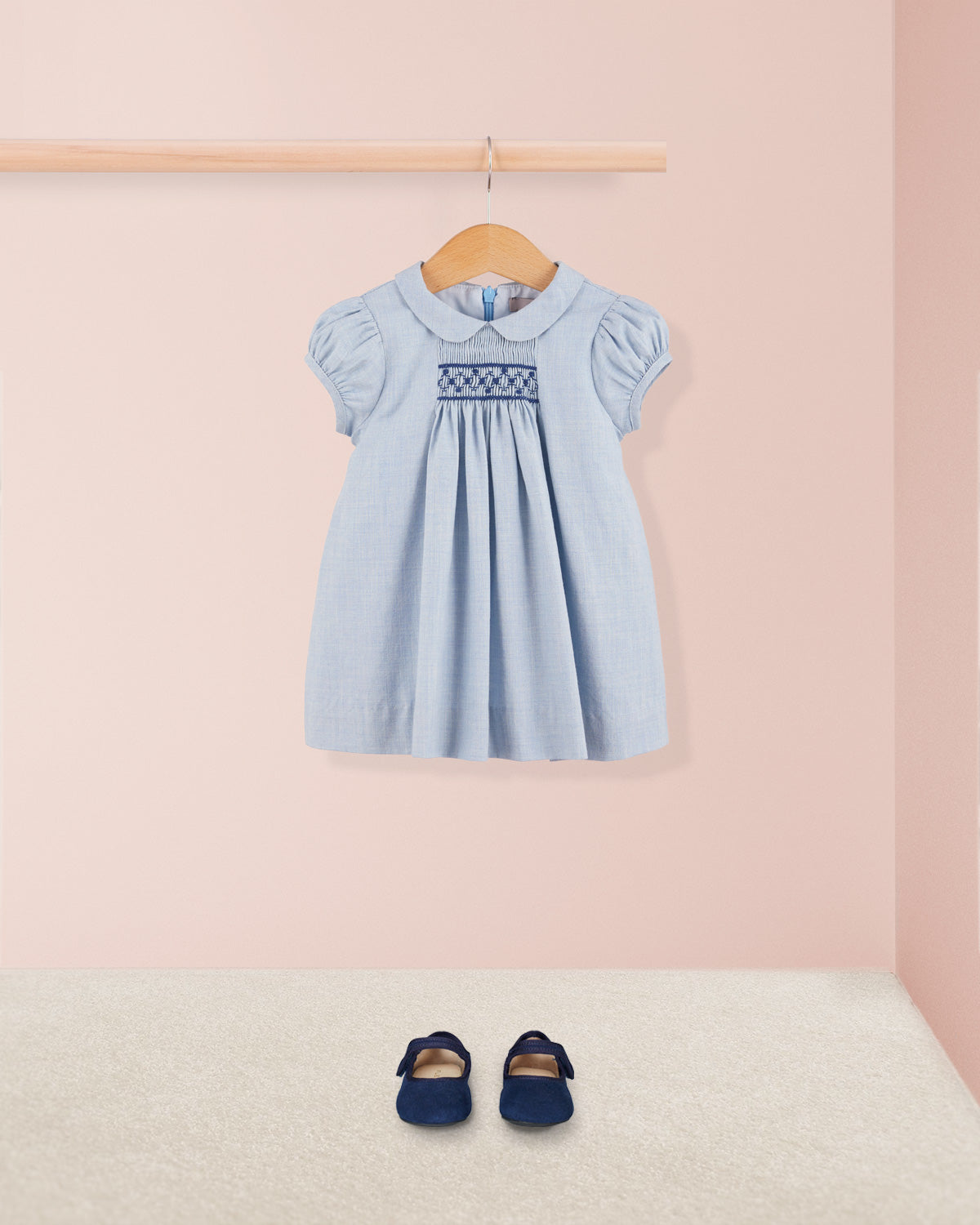 Baby Eveline Blue Flannel Dress - Baby Dress