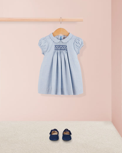 Baby Eveline Blue Flannel Dress - Baby Dress