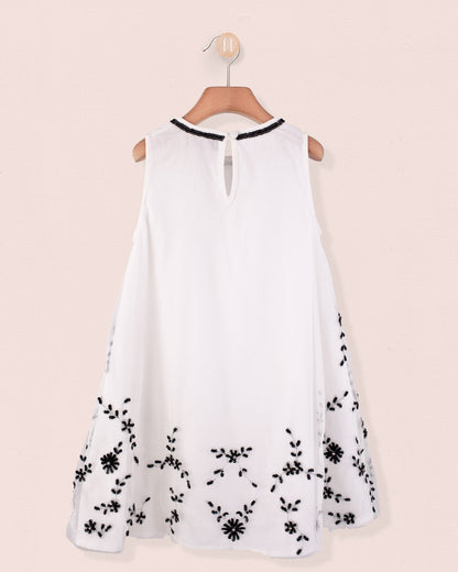 Fifi White and Black Tulle Dress - Dress