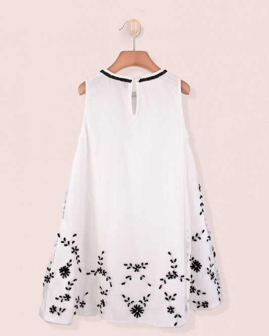 Fifi White and Black Tulle Dress - Dress