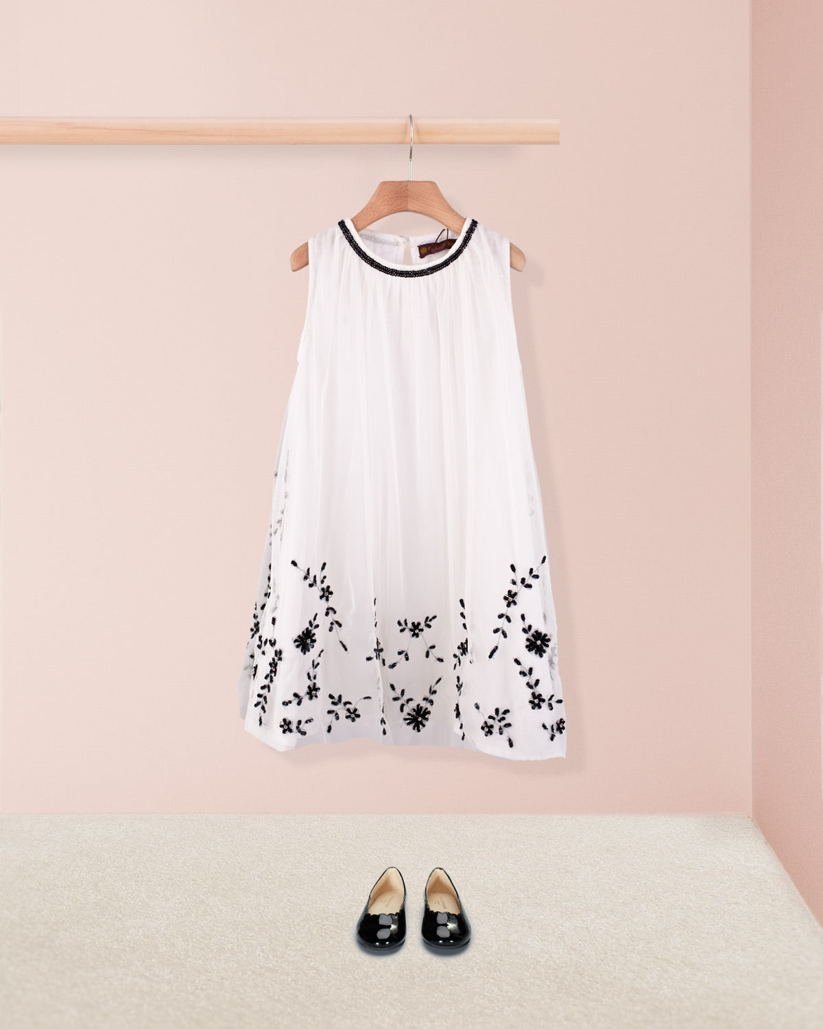 Fifi White and Black Tulle Dress - Dress