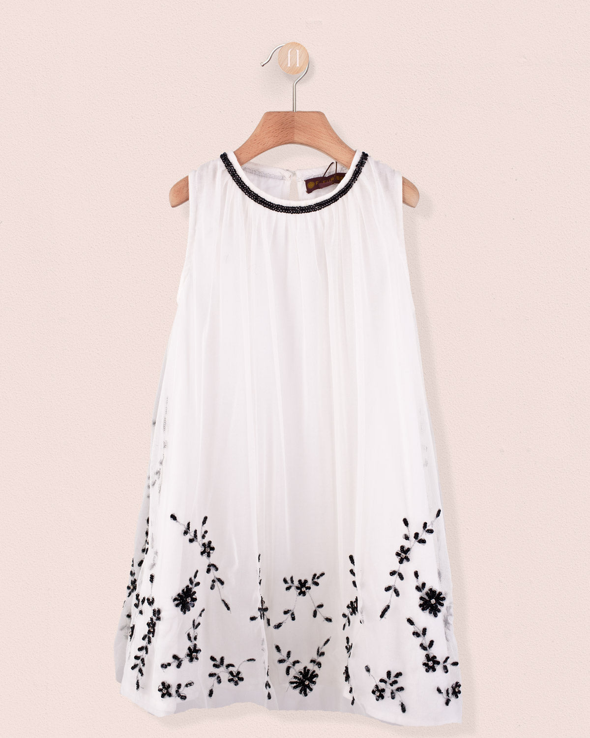 Fifi White and Black Tulle Dress - Dress