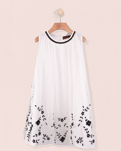 Fifi White and Black Tulle Dress - Dress