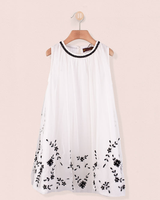 Fifi White and Black Tulle Dress - Dress