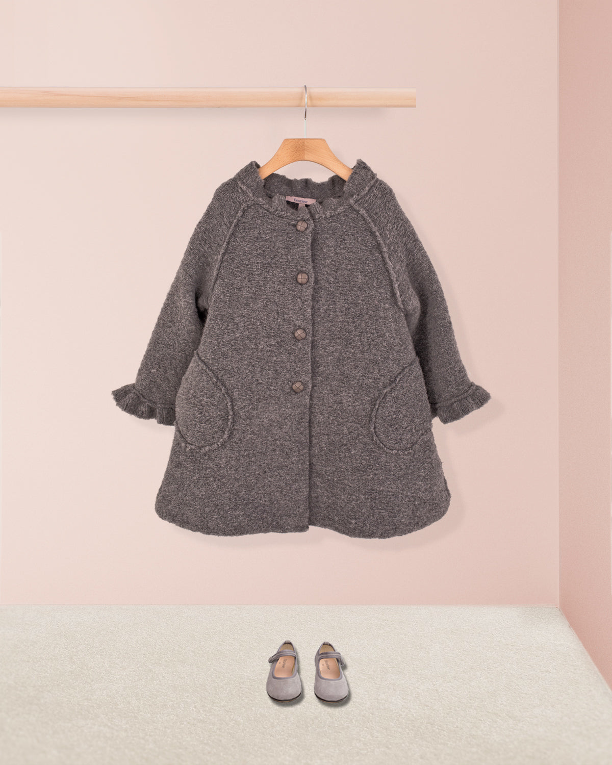 Fluffy Grey Coat - Coat