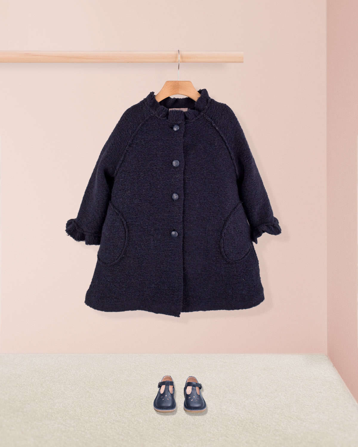 Fluffy Navy Coat - Coat