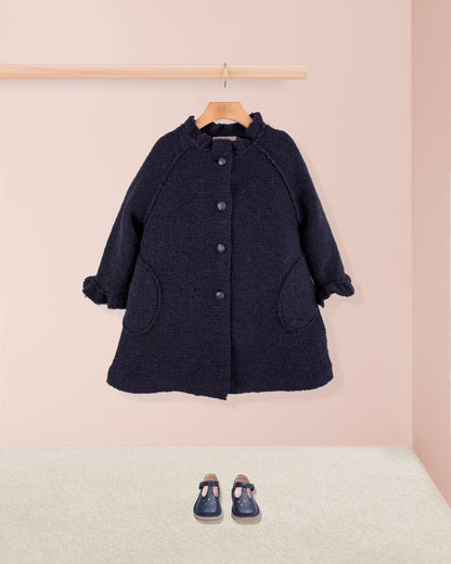 Fluffy Navy Coat - Coat