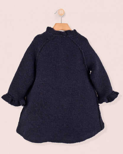 Fluffy Navy Coat - Coat