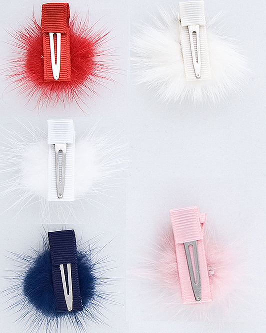 Fur Puff Alligator Hairclip - Hairbow