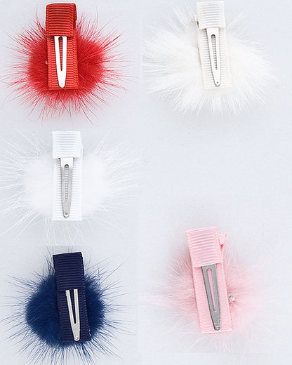 Fur Cream Puff Alligator Hairclip - Hairbow