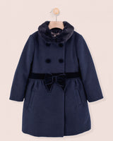 Madeline Fur Trimmed Navy Coat
