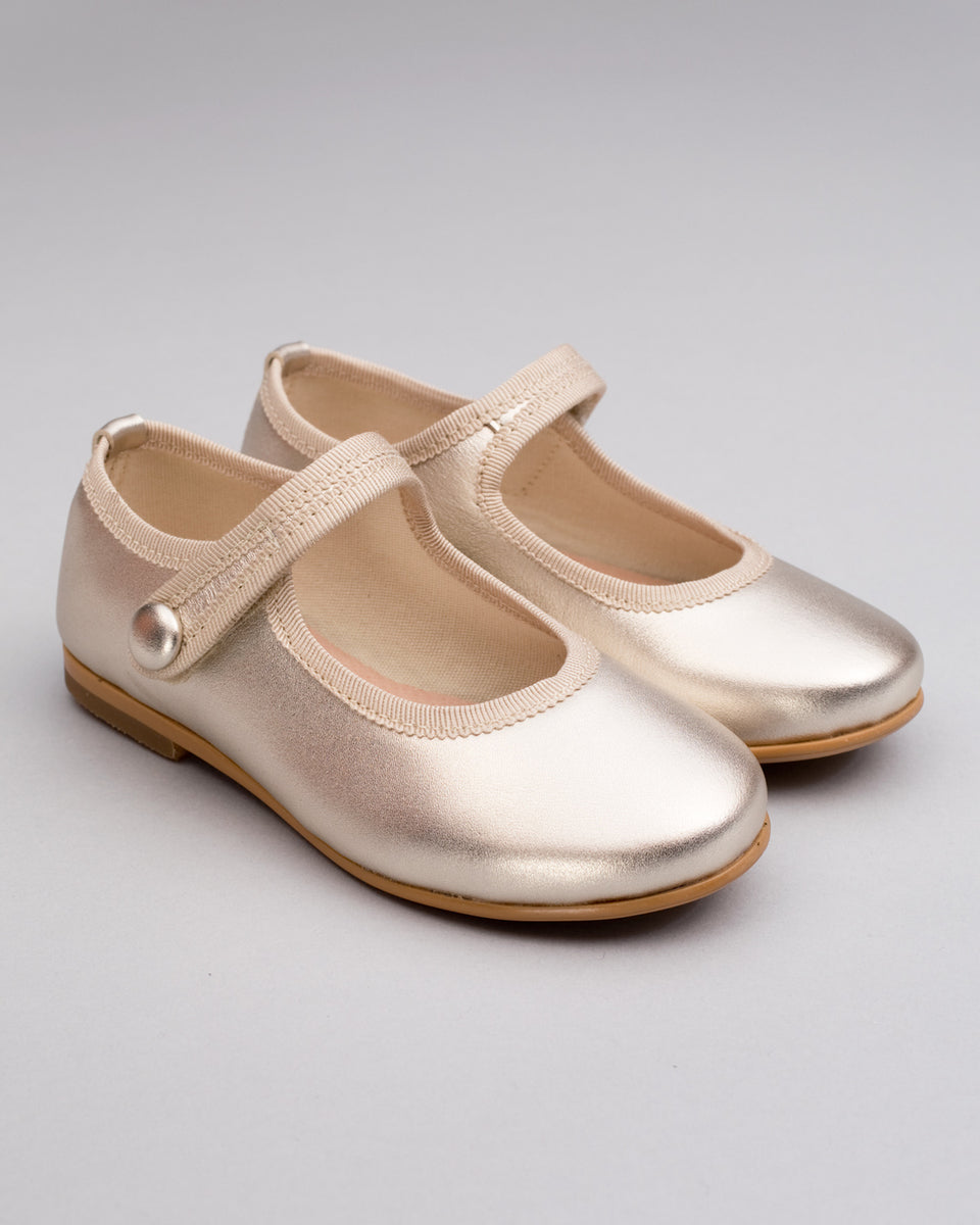 Elizabeth Gold Leather Mary-Jane With Velcro Closure