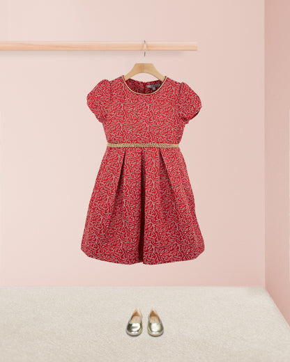 Giovanna Italian Red-Gold Holiday Dress - Dress