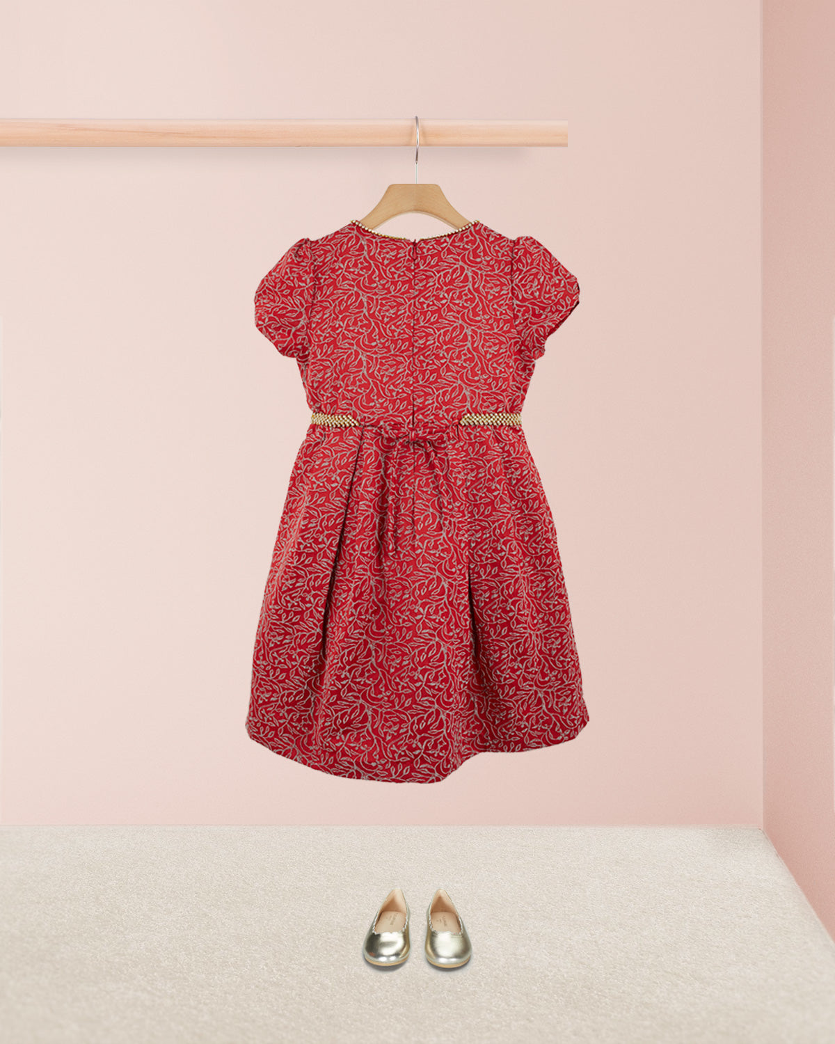 Giovanna Italian Red-Gold Holiday Dress - Dress