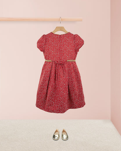 Giovanna Italian Red-Gold Holiday Dress - Dress