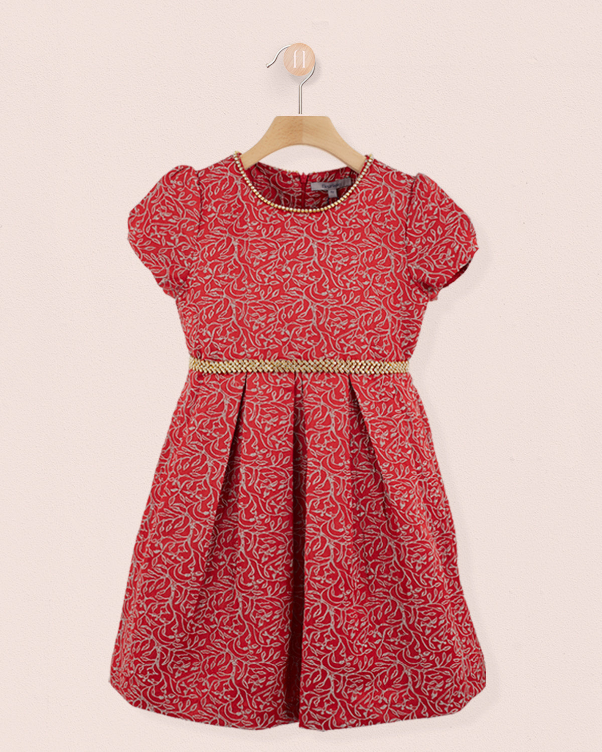 Giovanna Italian Red-Gold Holiday Dress - Dress