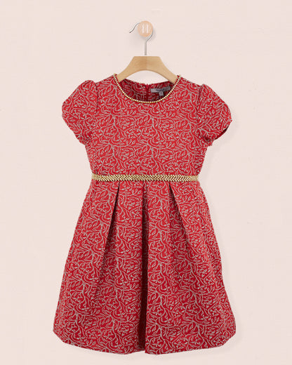 Giovanna Italian Red-Gold Holiday Dress - Dress