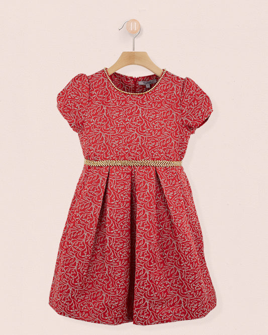 Giovanna Italian Red-Gold Holiday Dress - Dress