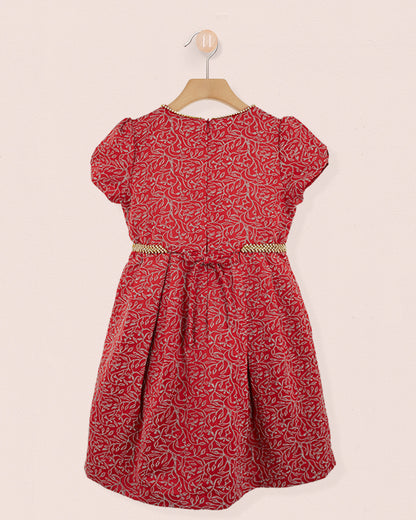 Giovanna Italian Red-Gold Holiday Dress - Dress