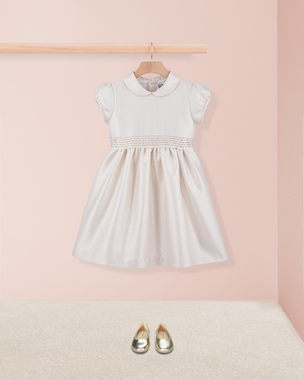 Rebecca Italian Cream Gold Lurex Dress - Dress