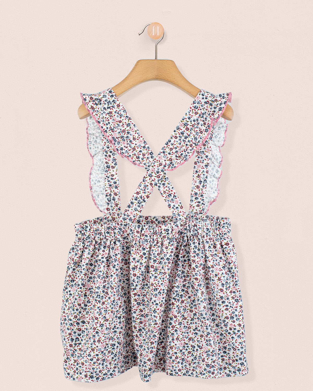 Belina Grey Floral Suspender Skirt - skirt