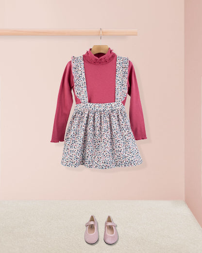 Belina Grey Floral Suspender Skirt - skirt