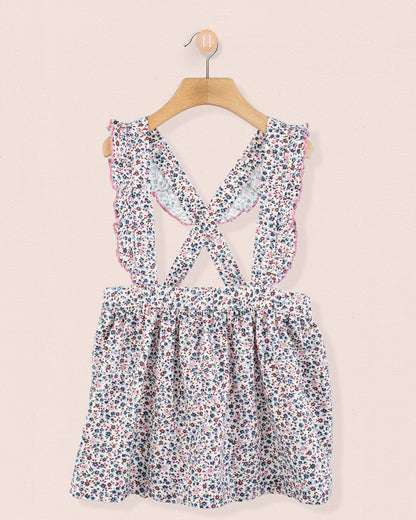 Belina Grey Floral Suspender Skirt - skirt