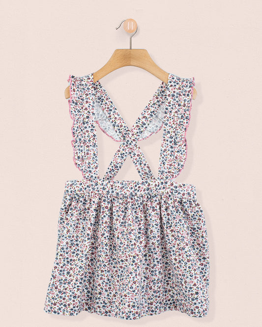 Belina Grey Floral Suspender Skirt - skirt