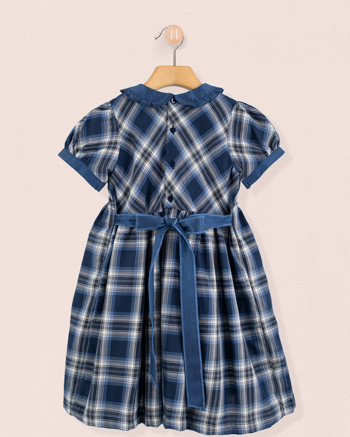 Victoria Italian Navy Tartan Dress - Dress