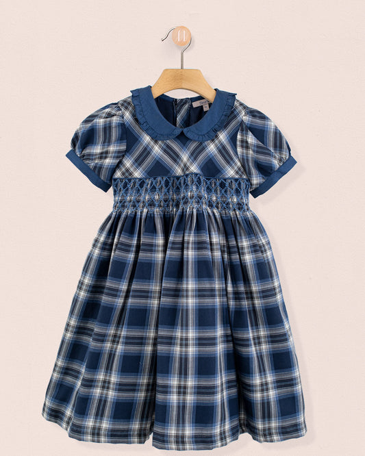 Victoria Italian Navy Tartan Dress - Dress