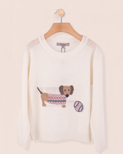 Dachshund Winter White Sweater - Sweater