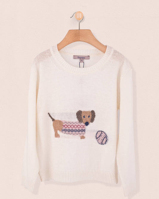 Dachshund Winter White Sweater - Sweater