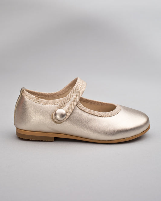 Elizabeth Gold Leather Mary-Jane With Velcro Closure - Shoe
