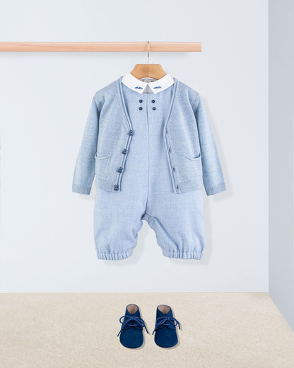 Harry Italian Blue Flannel Romper - Romper