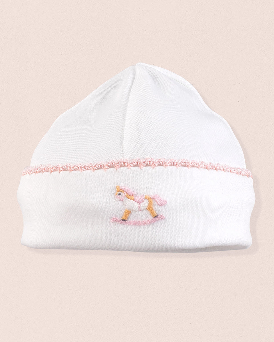 Pima White Embroidered Rocking Horse Hat