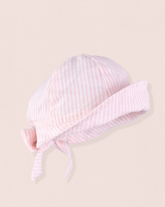Lilia Italian Baby Pink Stripe Linen Hat - Hat