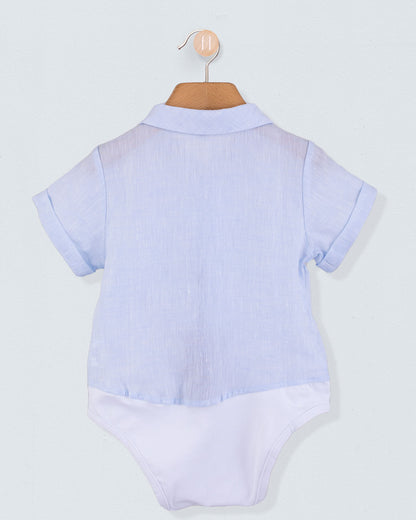 Charles Light Blue Linen Italian Onesie Shirt - Shirt