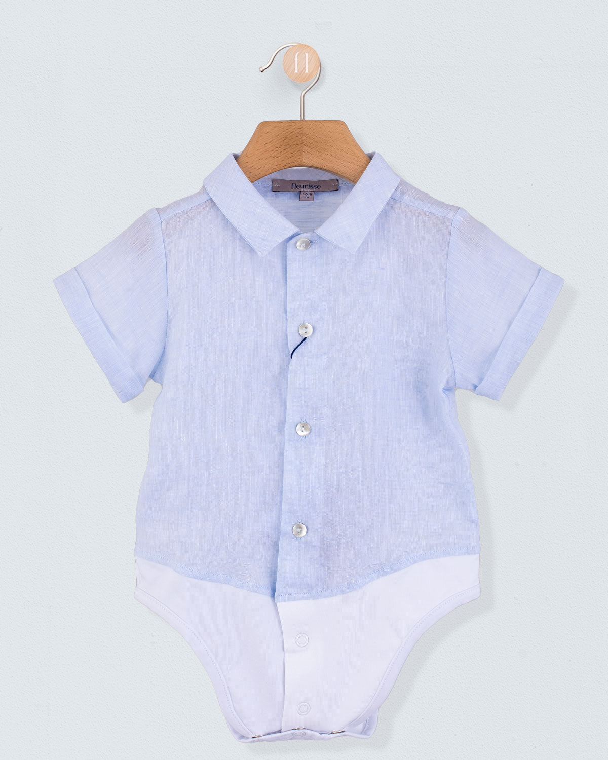 Charles Light Blue Linen Italian Onesie Shirt - Shirt