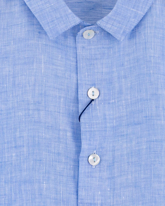 Henry Light Blue Melange Linen Shirt - Shirt