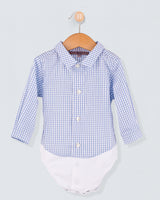 Louis Italian Deep Blue Check Onesie Shirt
