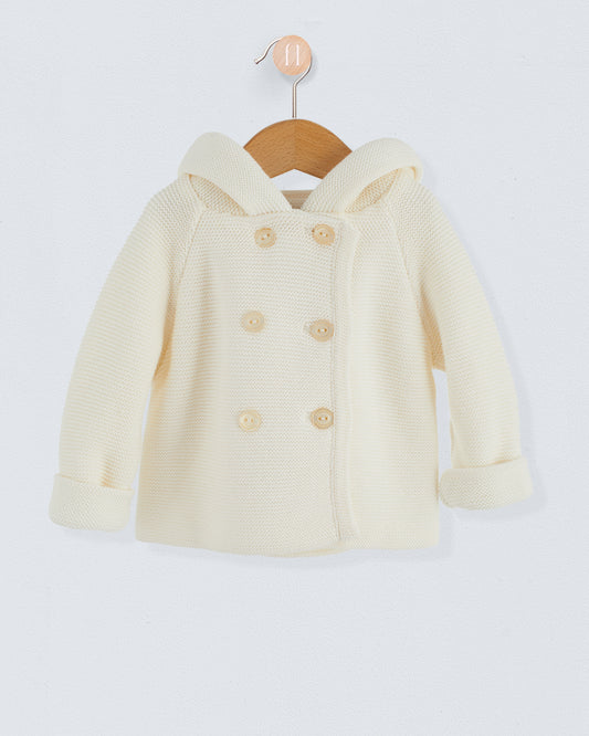 Jackpot Cream and White Hooded Jacket - Layette
