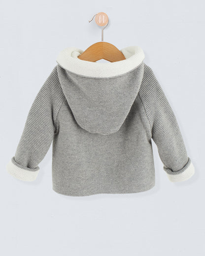 Jackpot Grey and White Hooded Jacket - Layette