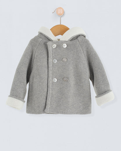 Jackpot Grey and White Hooded Jacket - Layette
