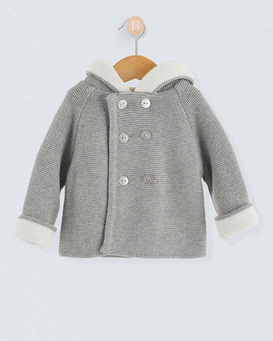 Jackpot Grey and White Hooded Jacket - Layette