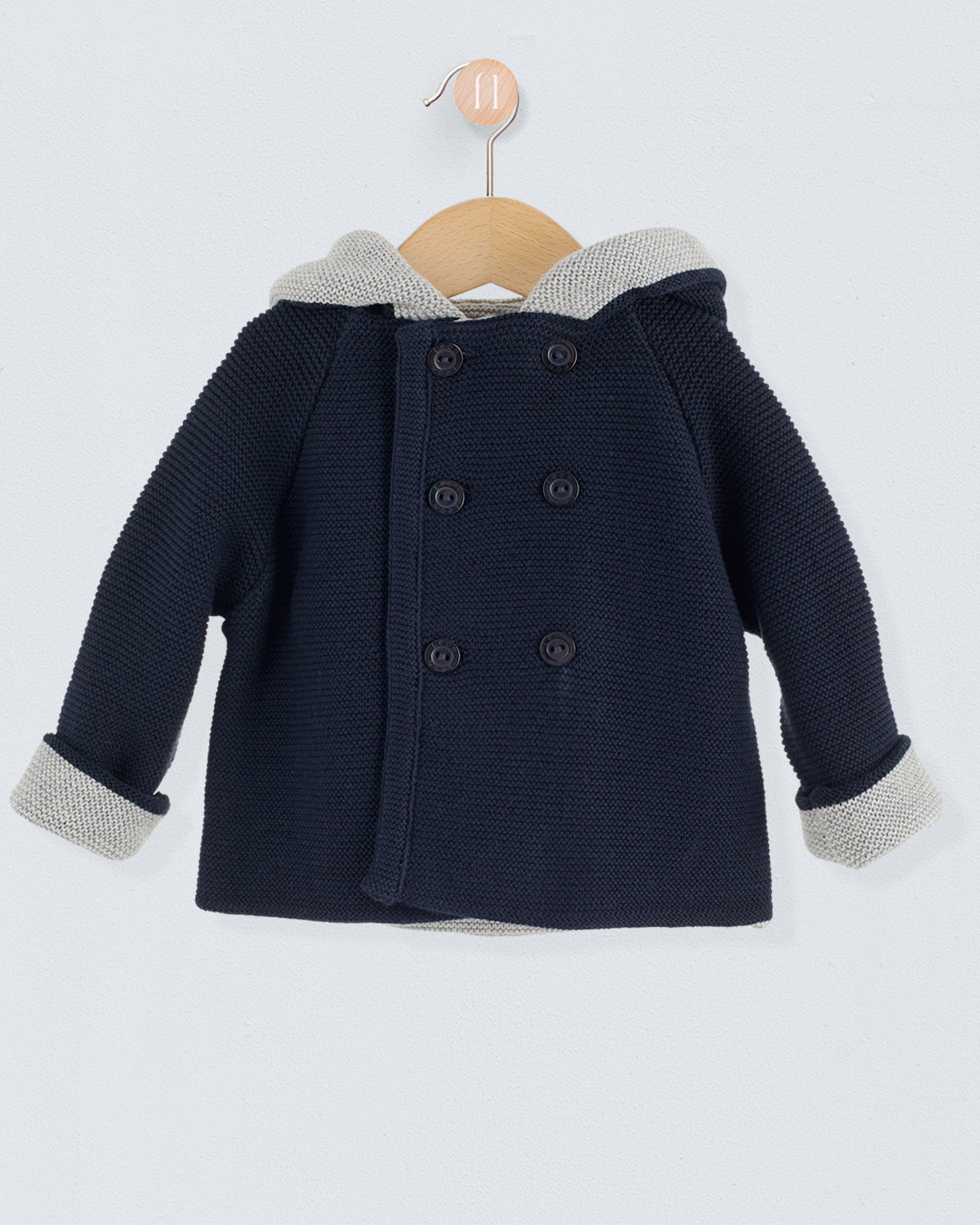 Jackpot Navy and Grey Hooded Jacket - Cardigan