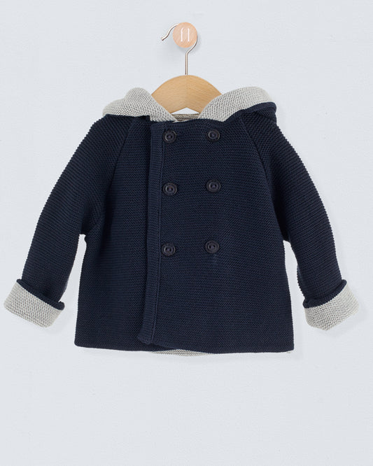 Jackpot Navy and Grey Hooded Jacket - Cardigan