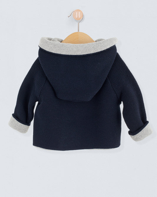 Jackpot Navy and Grey Hooded Jacket - Cardigan